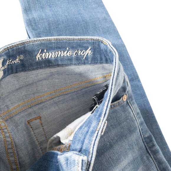 7 For All Mankind Kimmie Crop W 25 L 24 Straight Leg Light Faded Denim Casual - Picture 8 of 11